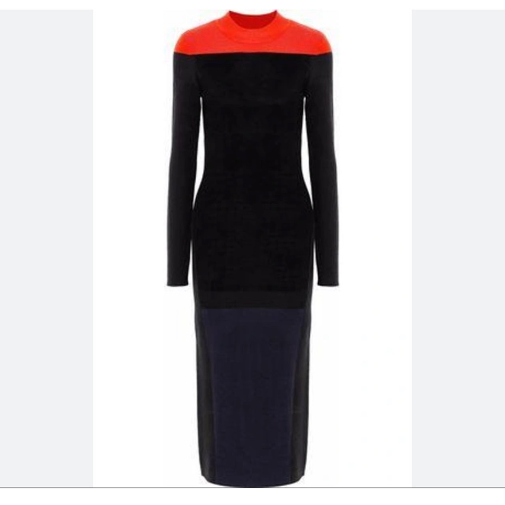 Black/Navy/Red Color-block Merino dress 🖤